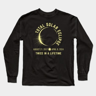 Total Solar Eclipse | Twice In A Lifetime | Light Yellow On Darks Long Sleeve T-Shirt